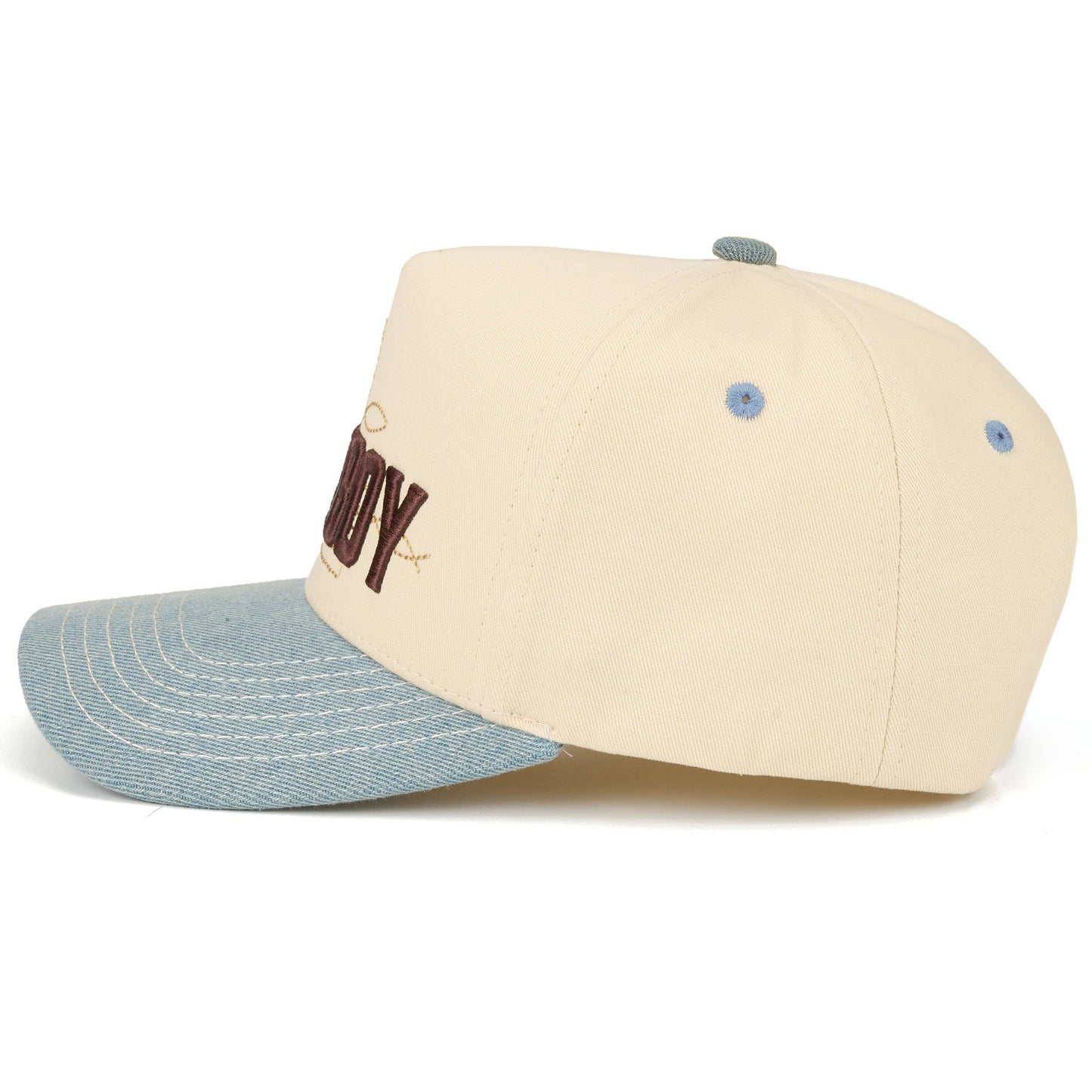 C.C COWBOY Letter Embroidered on Two Tone Trucker Hat: Brown/Brown