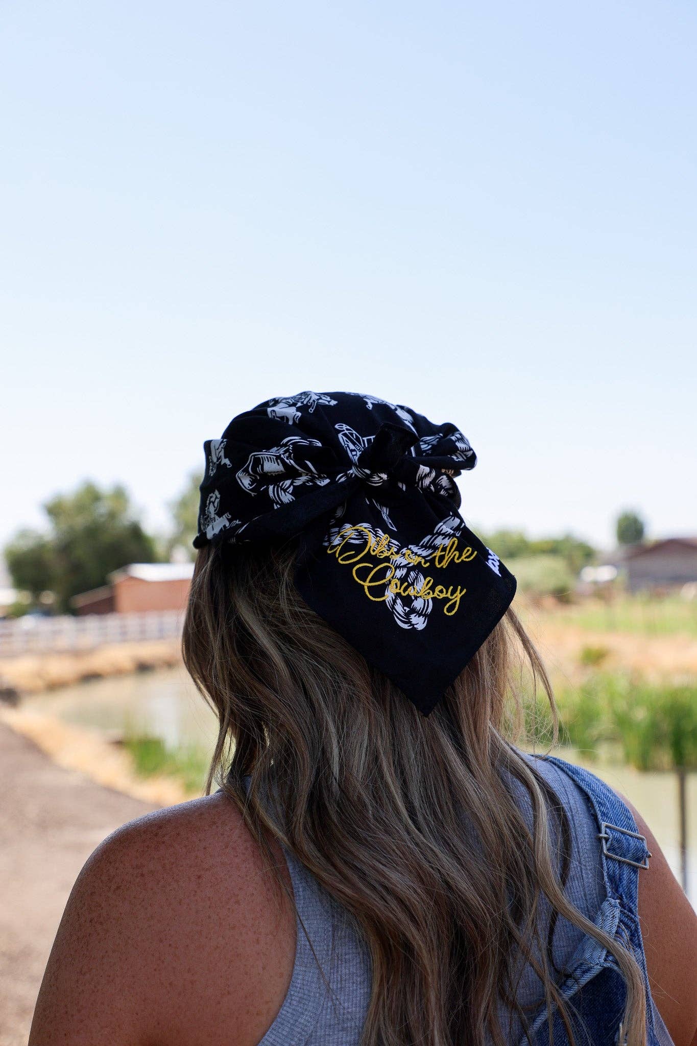 WESTERN BANDANAS: BLACK/DIBS ON THE COWBOY
