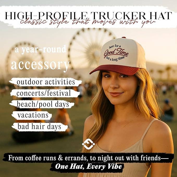 2-Tone Cap - Here for a Good Time Not a Long Time - Burgundy