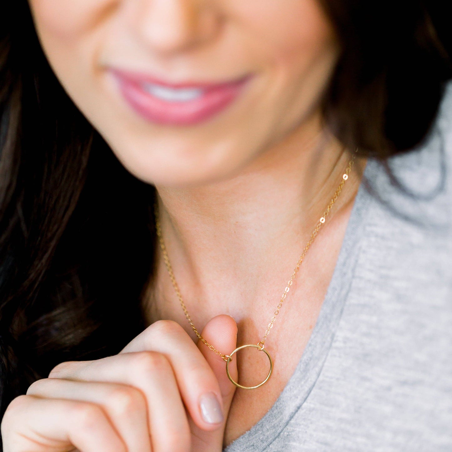 Open Ring Necklace - Waterproof, Hypoallergenic, Minimalist: Gold