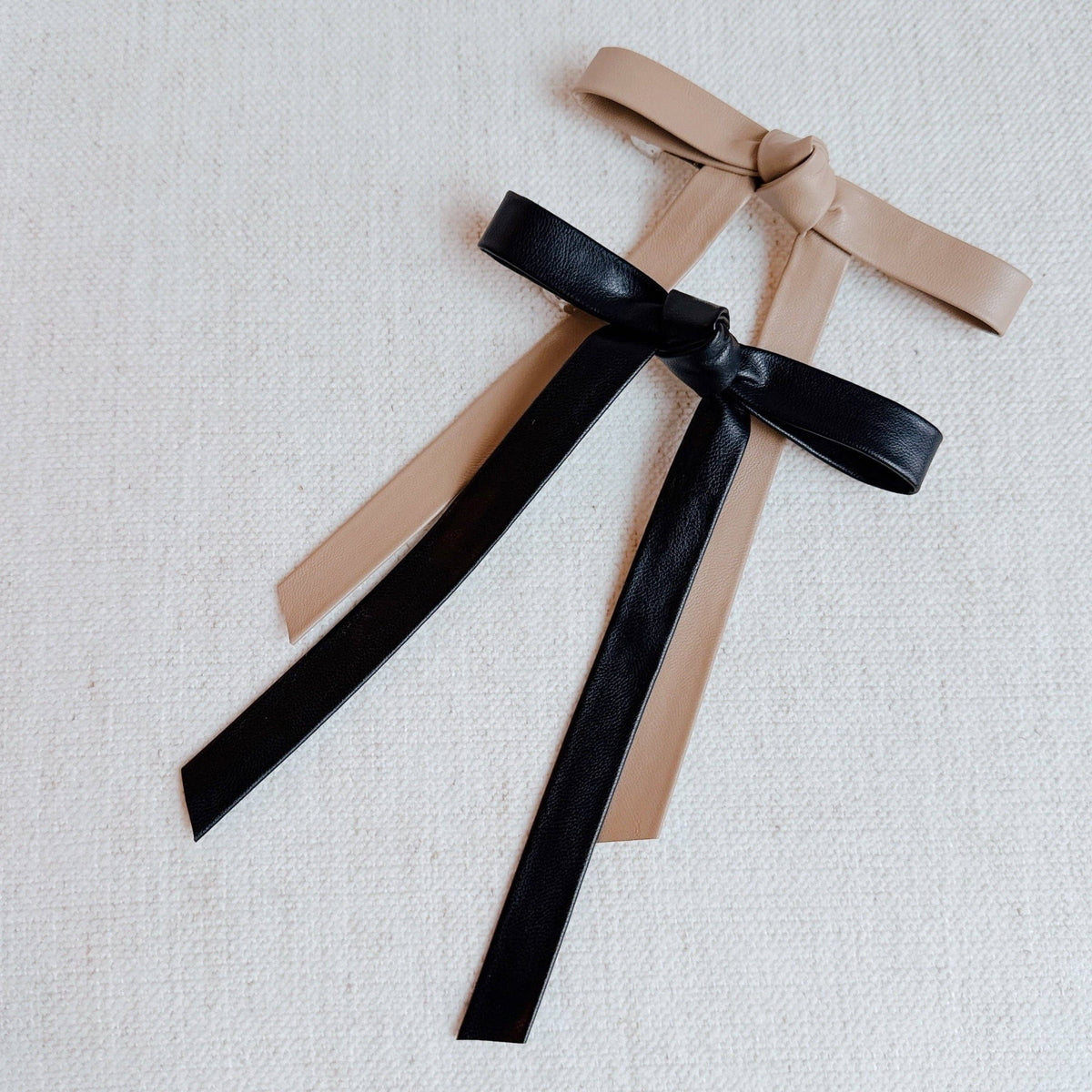 Preppy Bow Hair Clips: Black/Taupe