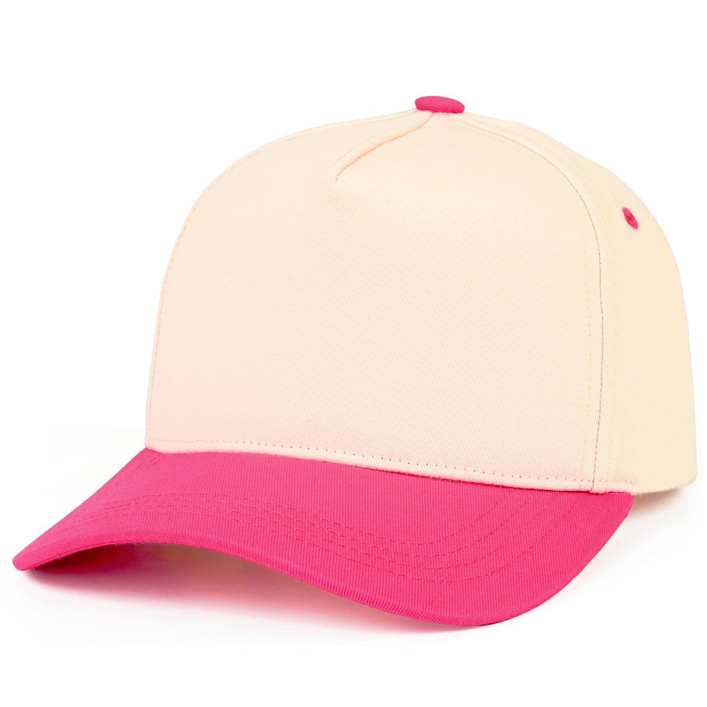 C.C Two Tone Cotton Criss-Cross Back Ponytail Trucker Hat: Red