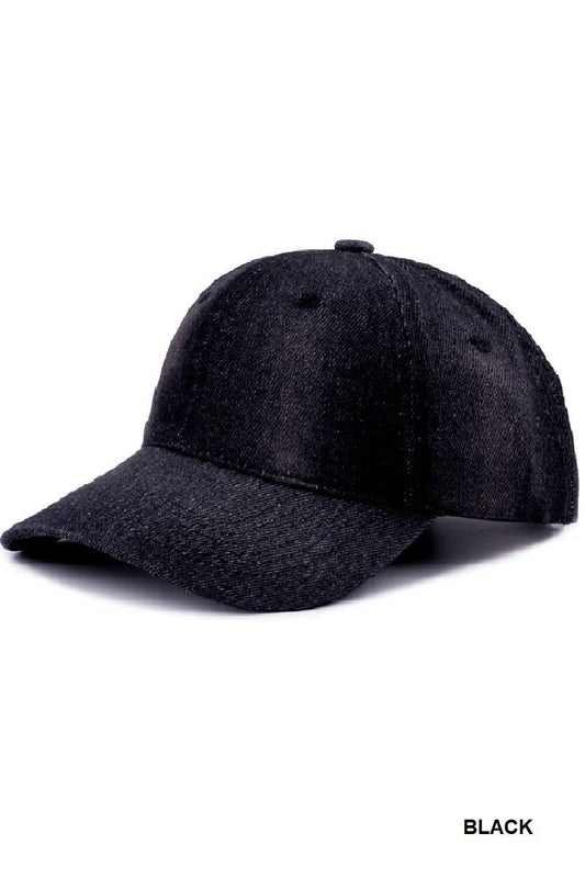 Denim Washed Cap: BLACK