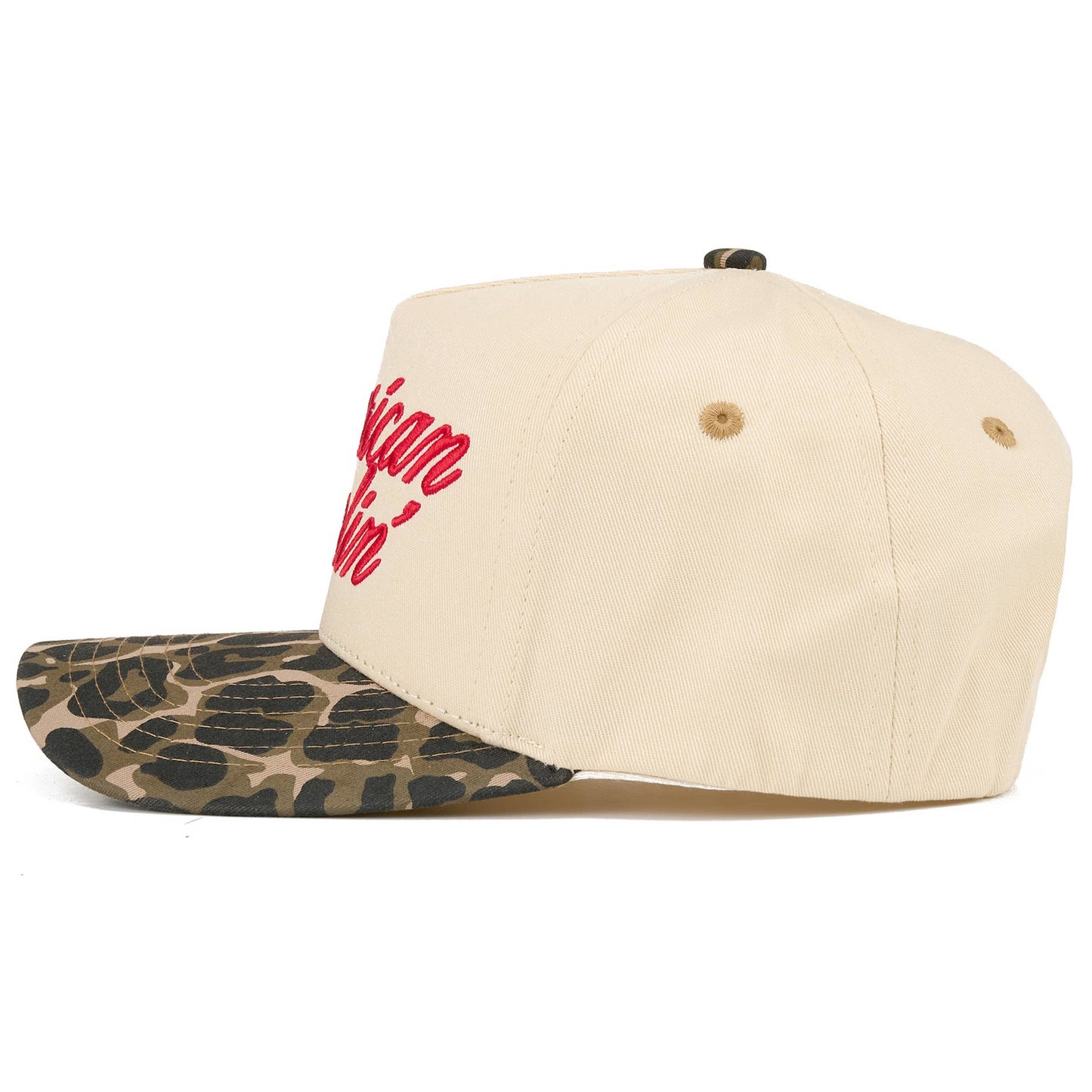 C.C AMERICAN DARLIN' Letter on Two Tone Trucker Hat: Red