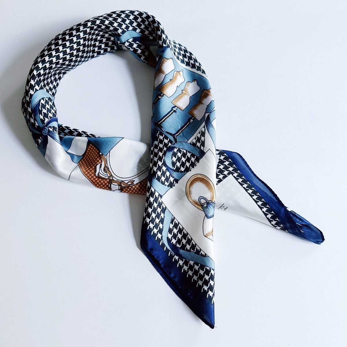 Silky Muse Satin Square Scarf - Khaki Paisley