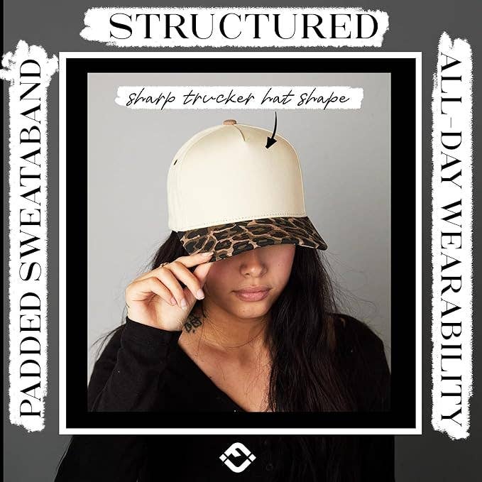 2-Tone Snapback Hat - Leopard/Beige