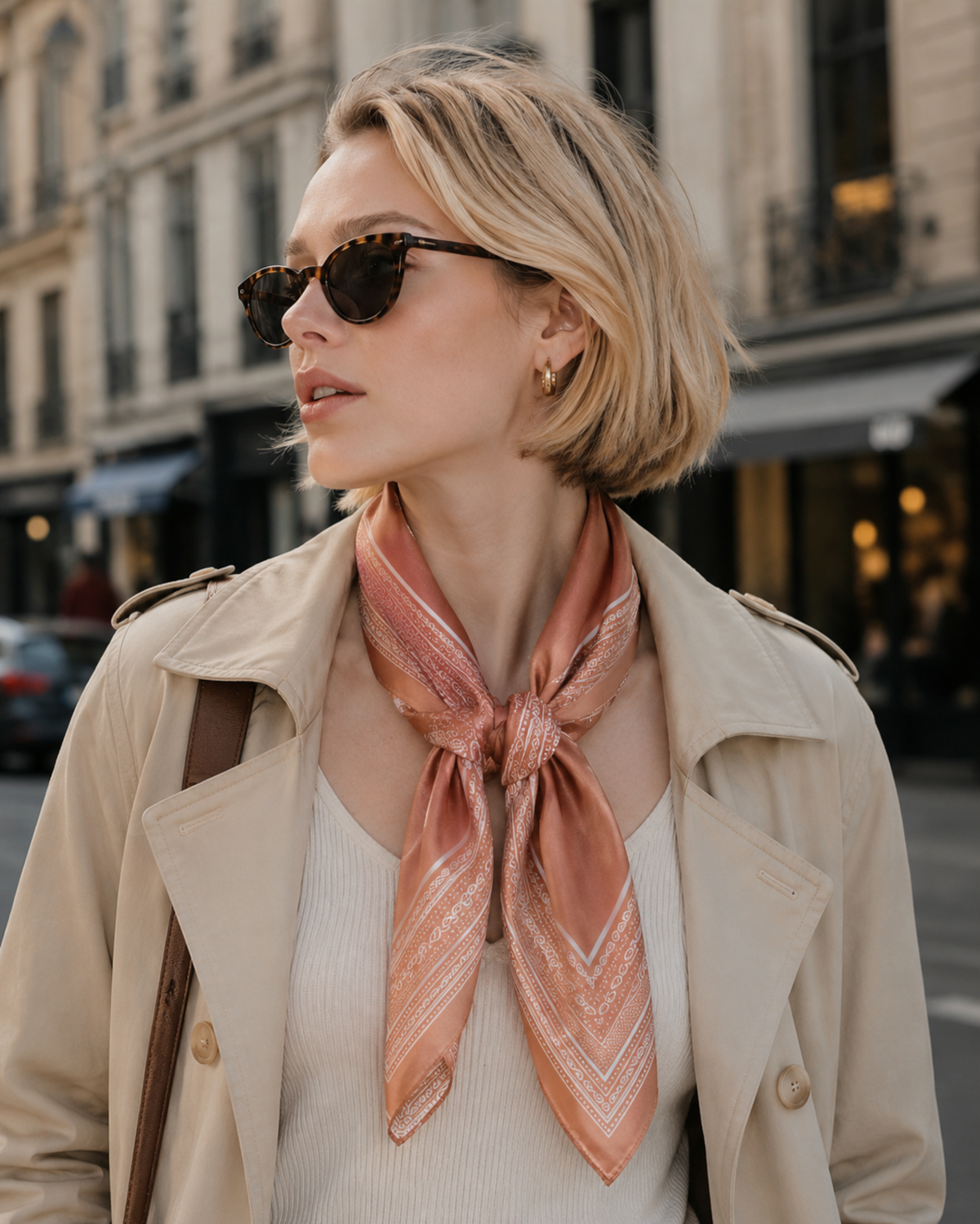 Paisley Border Square Scarf: Golden Camel