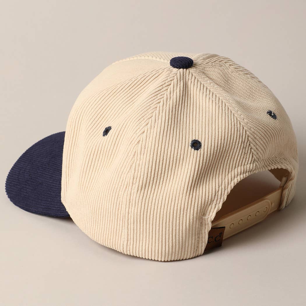 Game Day Corduroy Trucker Baseball Cap: NAVY