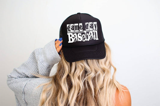 BRUINS Game Day Baseball DTF Printed Black Trucker Hat