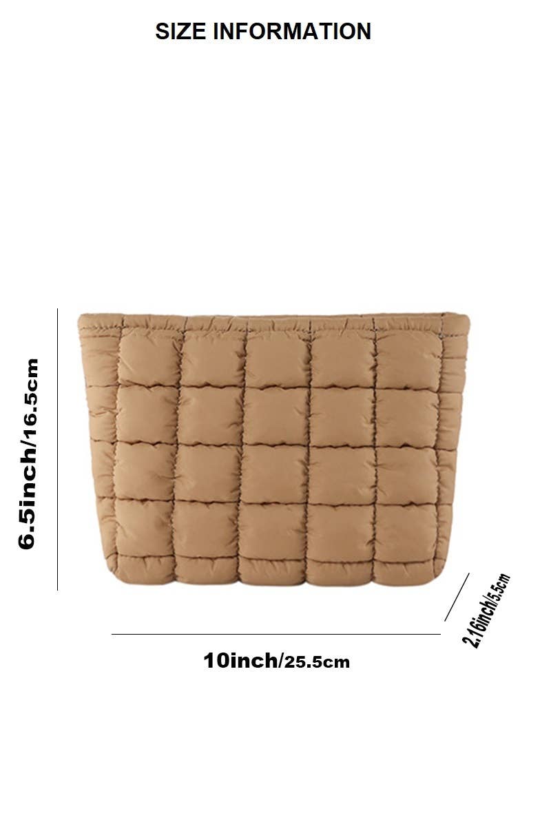 Quilted Cosmetic Makeup Pouch: BLACK