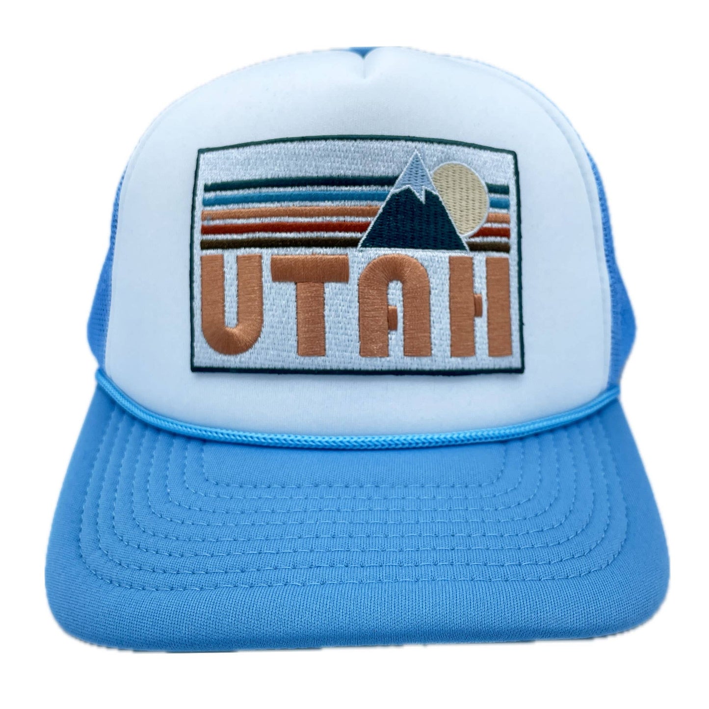Utah Trucker Hat Retro Mountain - Light Pink/White