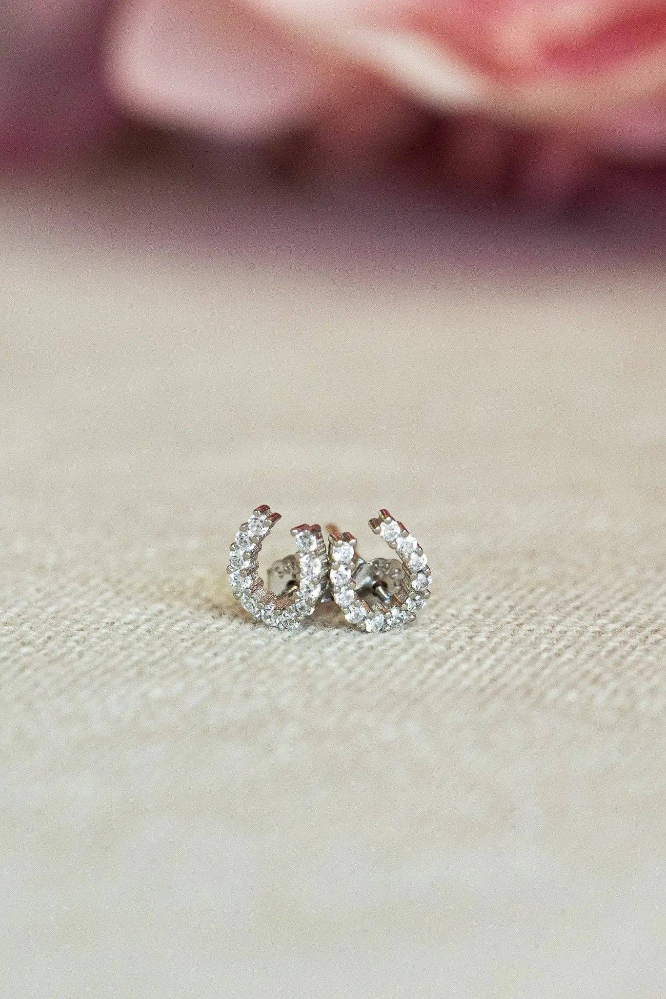 Luxe Horseshoe Earrings: Silver