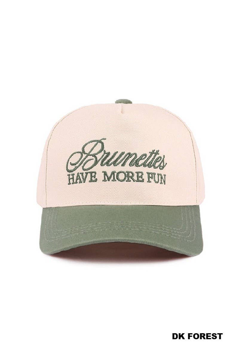 Brunettes Have More Fun Two-tone Canvas Cotton Hat: COUGAR