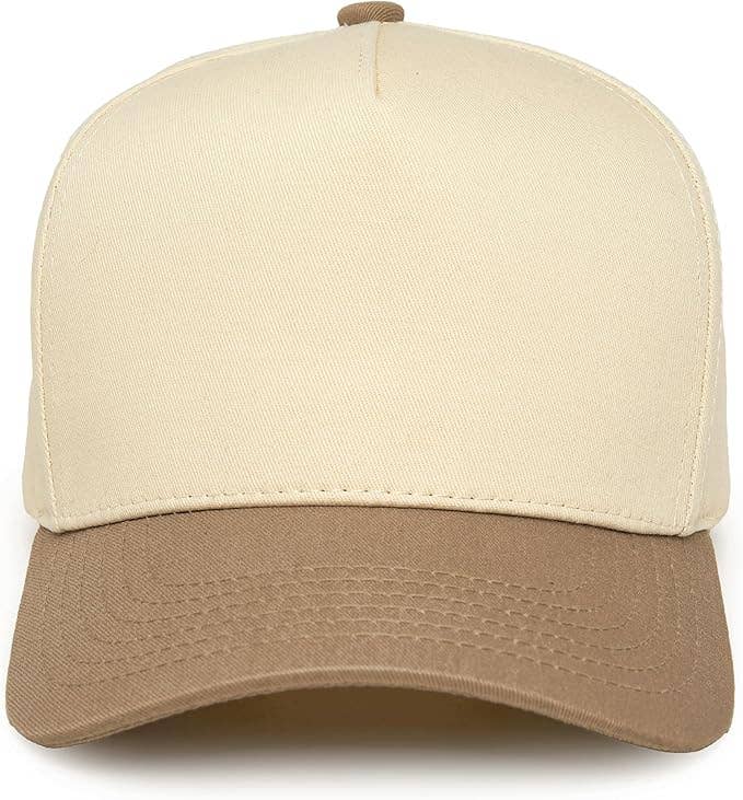Two Tone Vintage Snapback Hat - Khaki/Beige