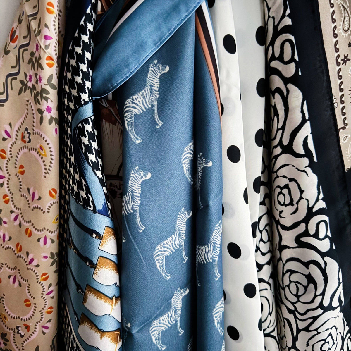 Silky Muse Satin Square Scarf - Zebra Muse