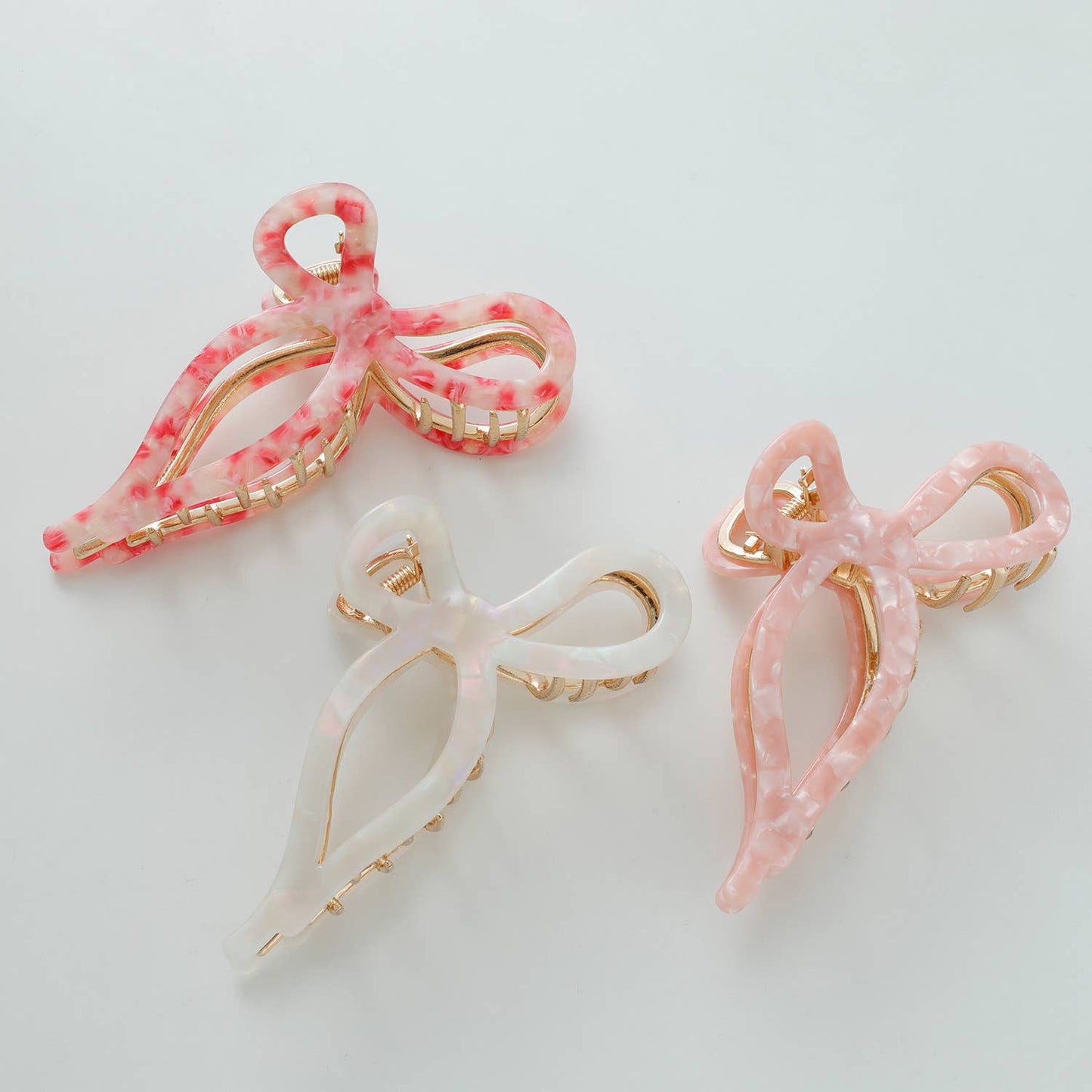 Sabrina Rosé | Large Ribbon Metal Bow Claw Clip: Assorted