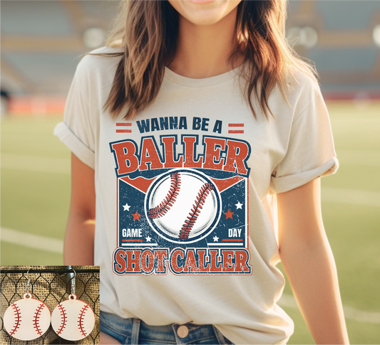 BRUINS Wanna Be a Baller Baseball: Cream Medium Tee