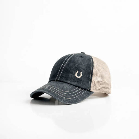 Blue Denim Horseshoe Trucker Hat