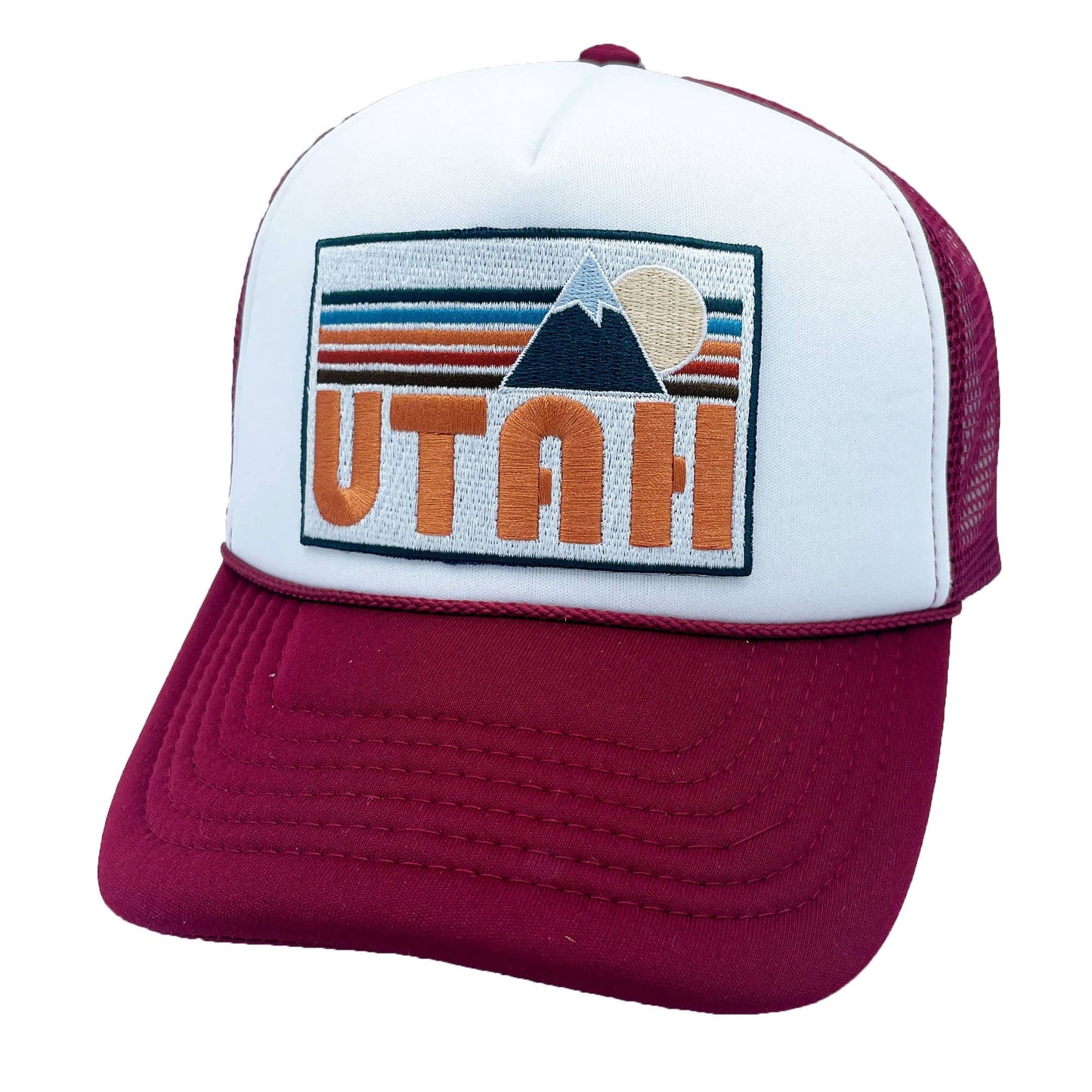 Utah Trucker Hat Retro Mountain - Light Pink/White