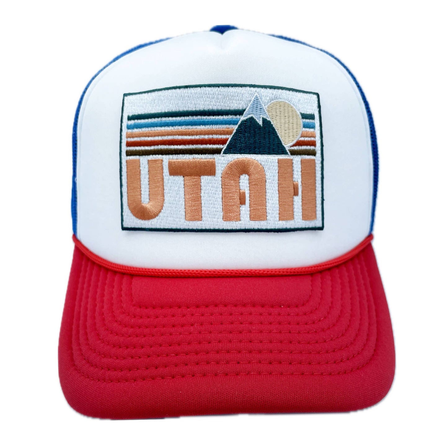 Utah Trucker Hat Retro Mountain - Light Pink/White