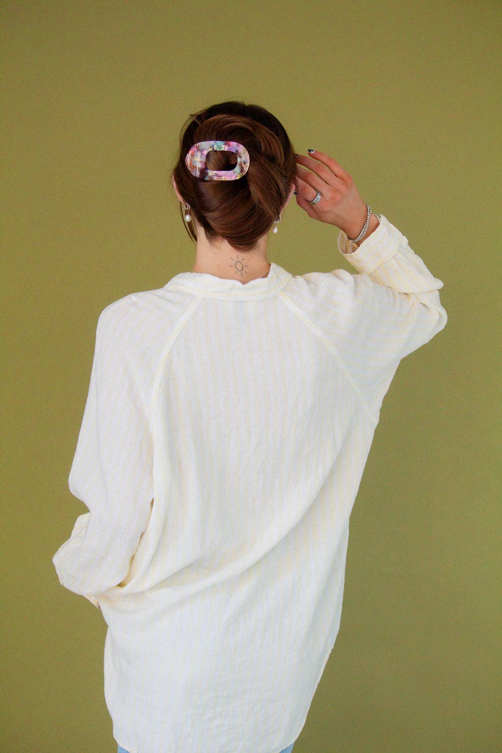 Acetate Circle Cutout Flat Claw Clips: Pink and Green