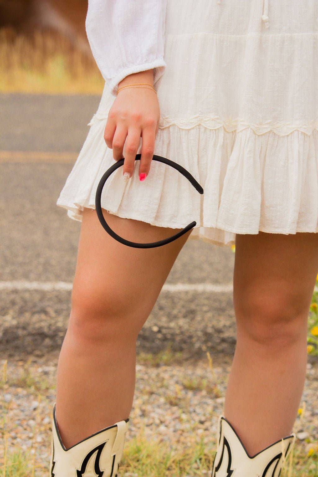 Thin Satin Headband: Black