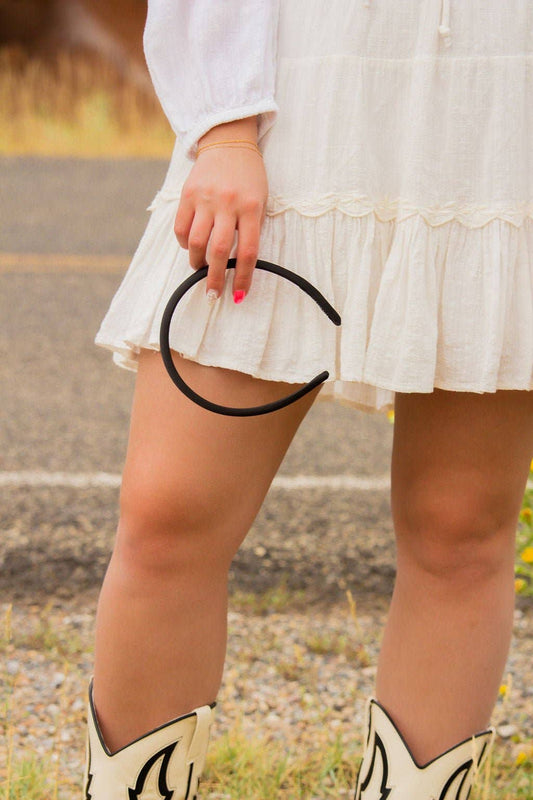 Thin Satin Headband: Black